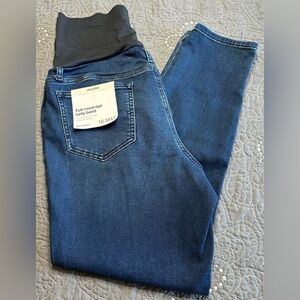 Sonoma Maternity Dark Wash Full Coverage Belly Band Jeggings NWT Size Ma…